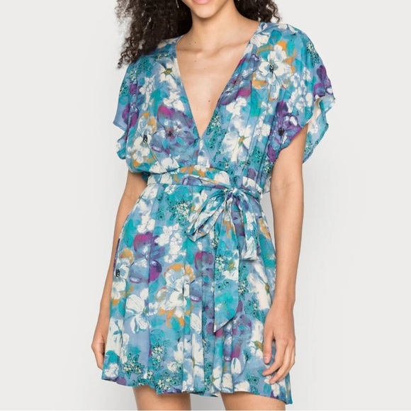 NWT Free People Freddy Tie Mini Dress - Night Combo - Picture 1 of 8